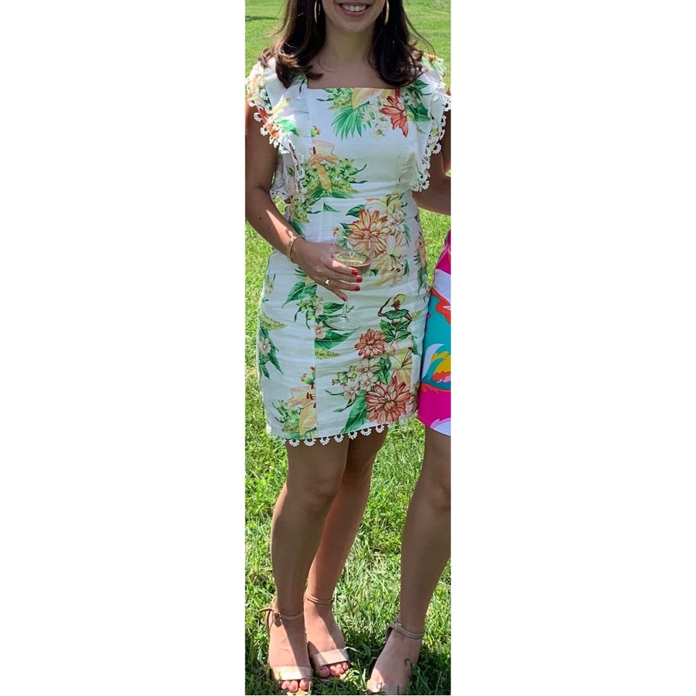 FARM RIO Tropical Floral Linen Mini Dress Size Small